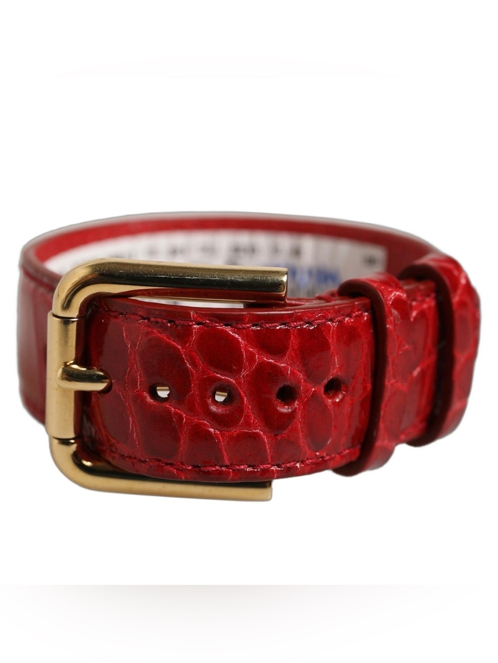 DOLCE & GABBANA Red Embossed Leather Wrap Bracelet NWT